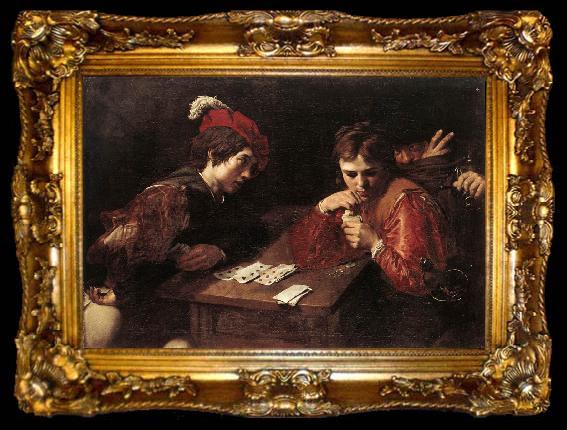framed  VALENTIN DE BOULOGNE Card-sharpers at, ta009-2